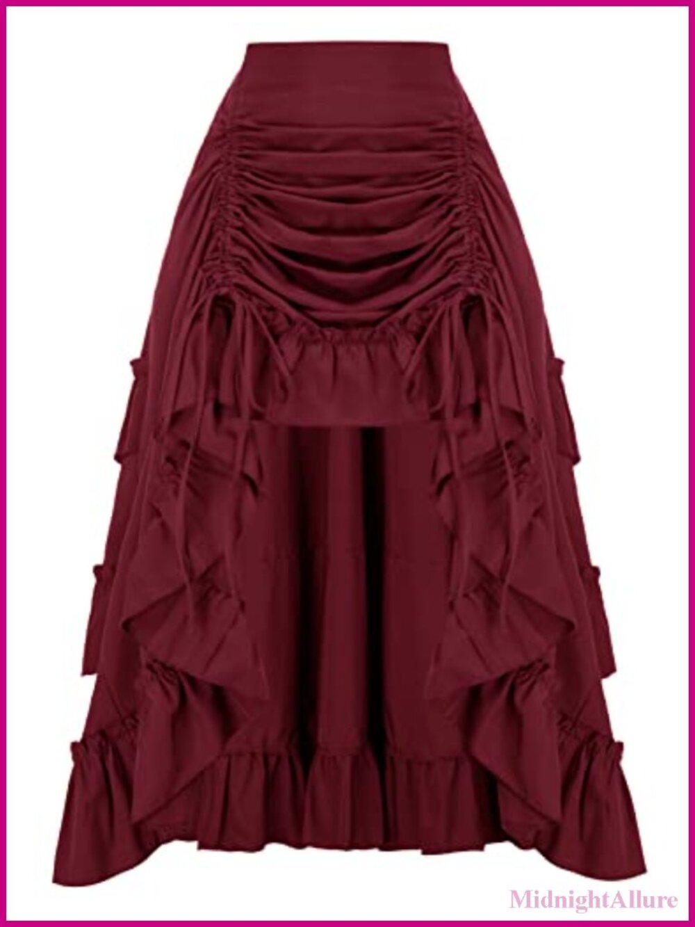 2-Way Wear Maxi Skirt High-Low Ruffle Gothic Renaissance Pirate Skirt
